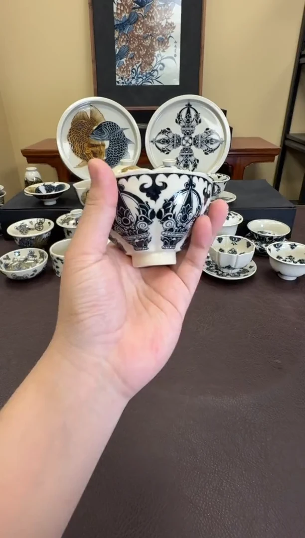 二号釉金刚杵纹天目盏