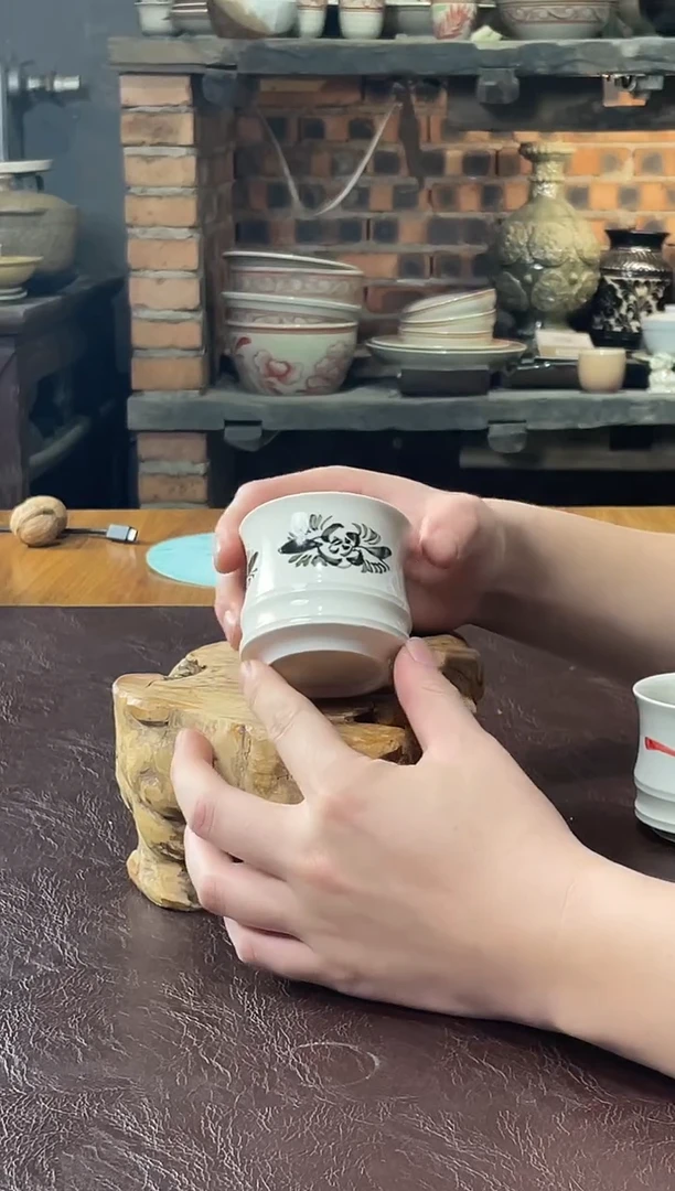 42号纯手工竹节杯磁州窑