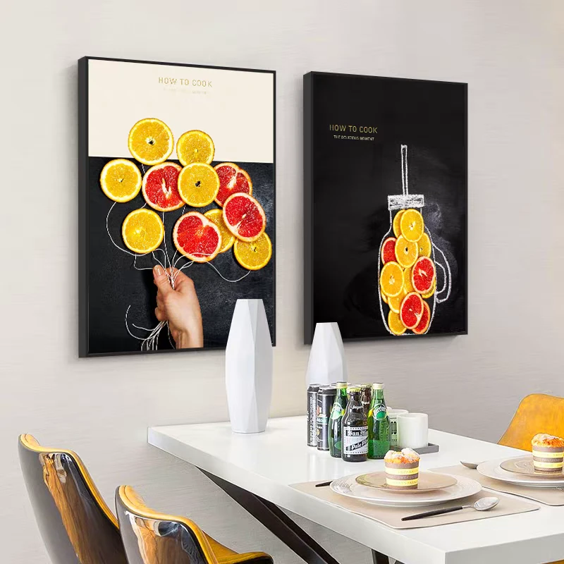 餐厅装饰画现代简约单幅饭厅墙画北欧风时尚水果厨房壁画歺厅挂画
