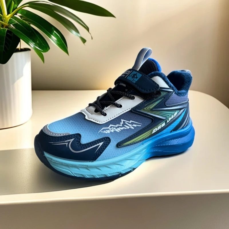 男童女童儿童大童冬季二棉加绒加厚跑步皮面防水运动休闲鞋小学生