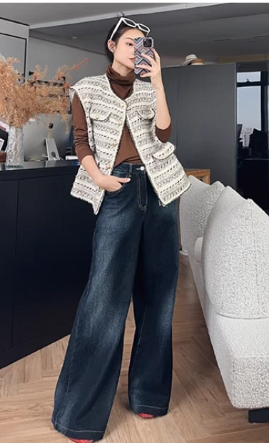 美洋MEIYANG 费尔岛马甲 粗花呢羊毛混纱夹克