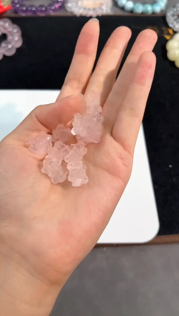 水晶手链未镶嵌61号粉水晶金刚杵单颗配件