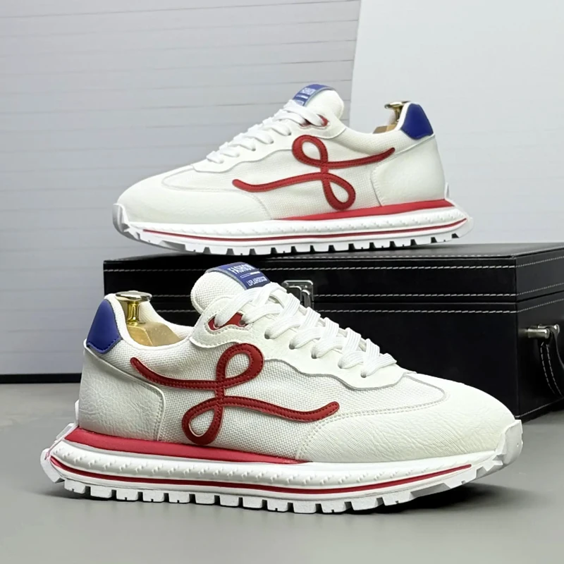 夏季透气阿甘鞋男2024年男士简约轻奢潮牌个性拼色软底运动休闲鞋