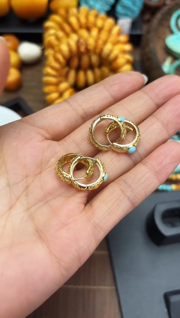 【闪购商品】琥珀耳饰未镶嵌耳环多样发其一