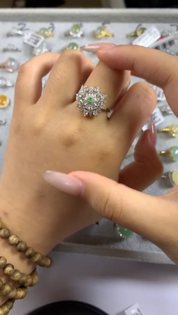 银S925镶嵌戒指翡翠23