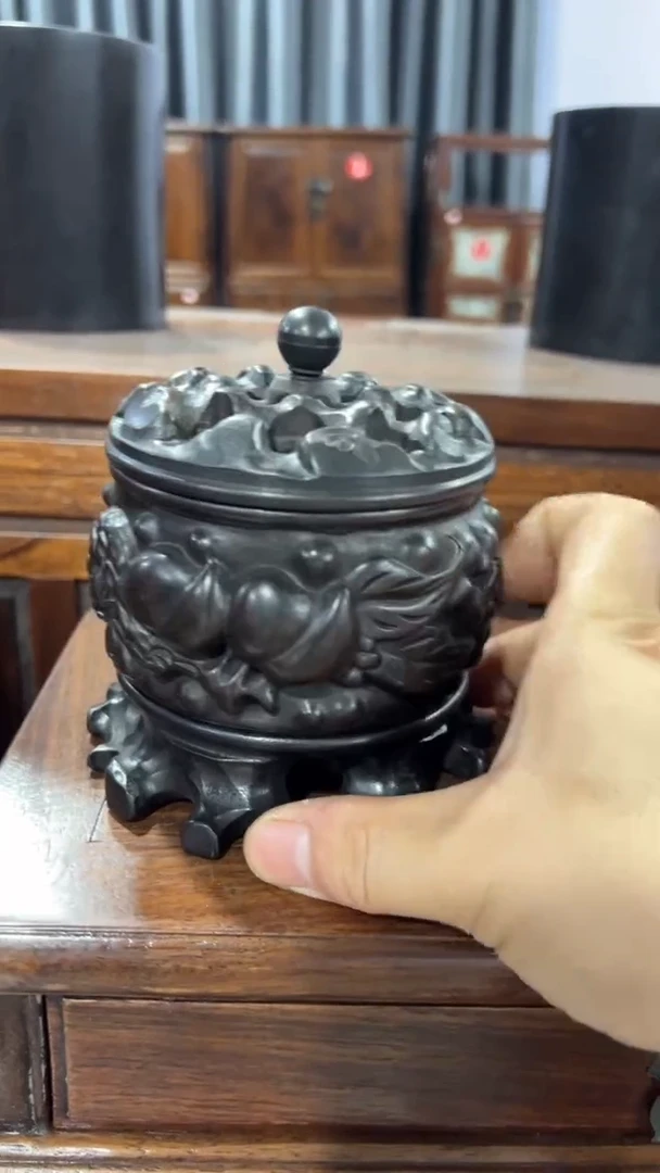 木木 紫檀雕刻寿桃香炉111