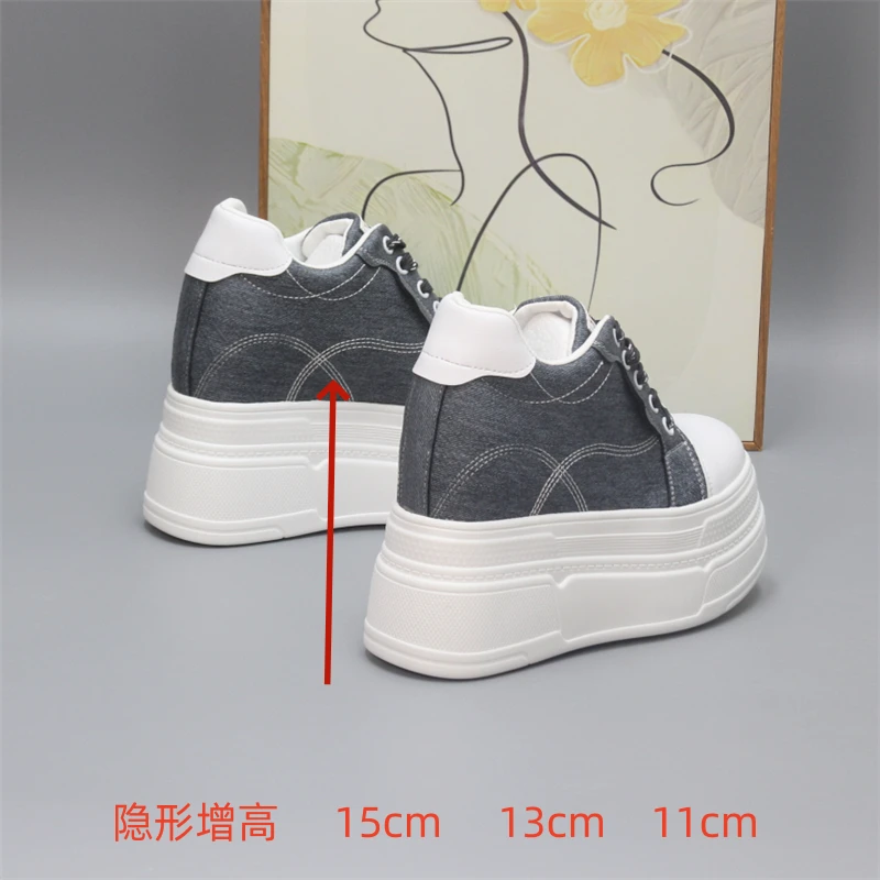 隐形增高15cm小白鞋女小个子超高跟13cm时尚百搭增高显瘦女单鞋
