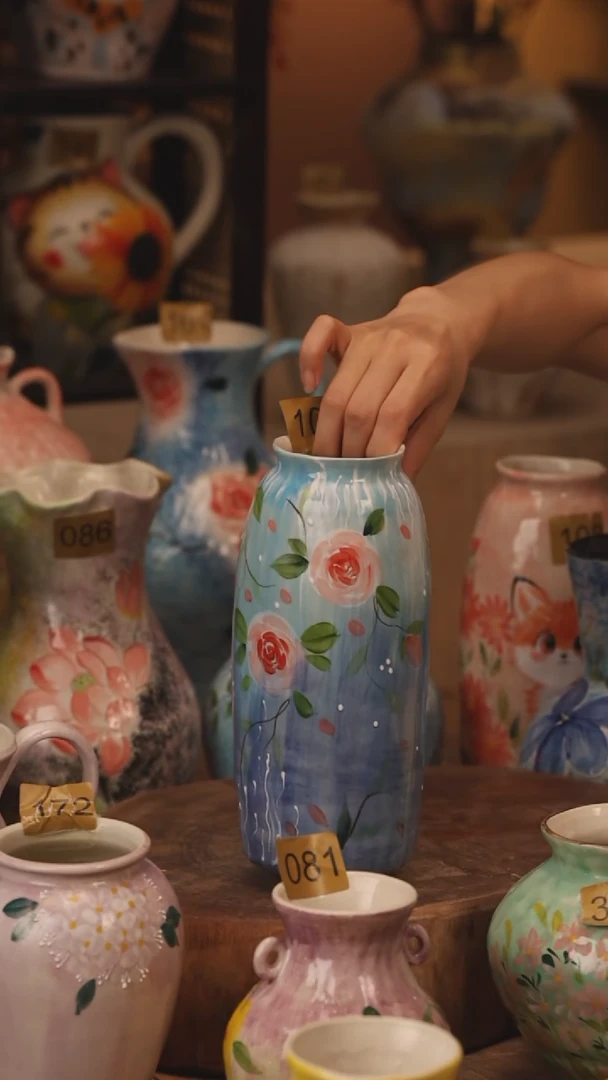 陶瓷106景德镇设计师手作花器摆件侘寂风