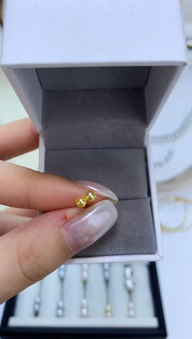 银S925镶嵌DA海水珍珠 羽皇金素钉  GD133