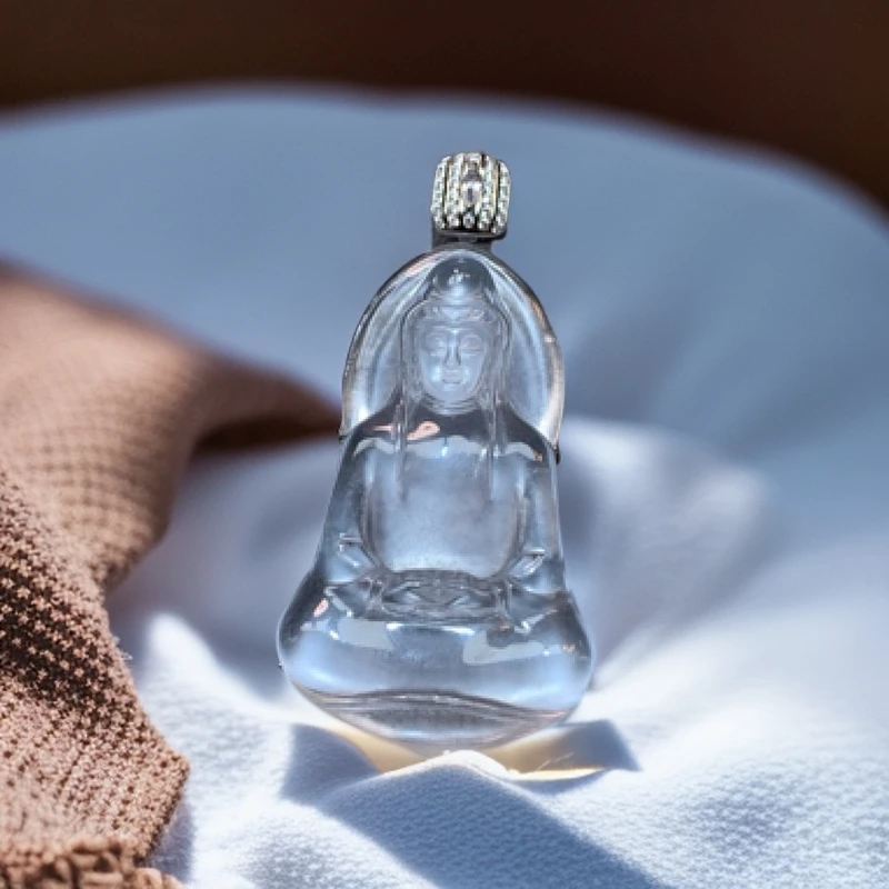 新品银s925银镶嵌石英质玉素衣观音吊坠