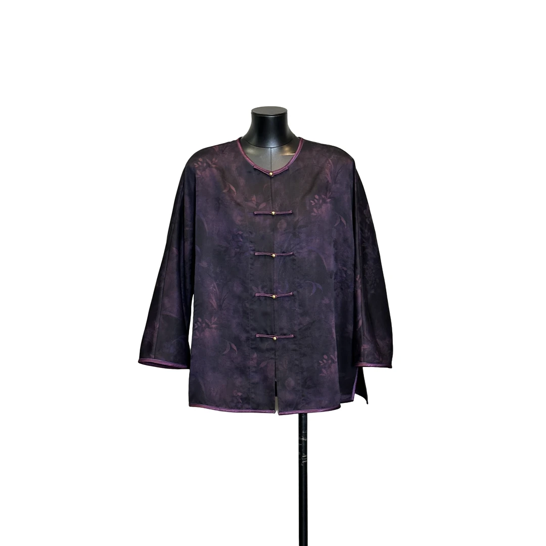 「利琪高订」新中式国风气质轻奢重磅紫色贵气外套A6921