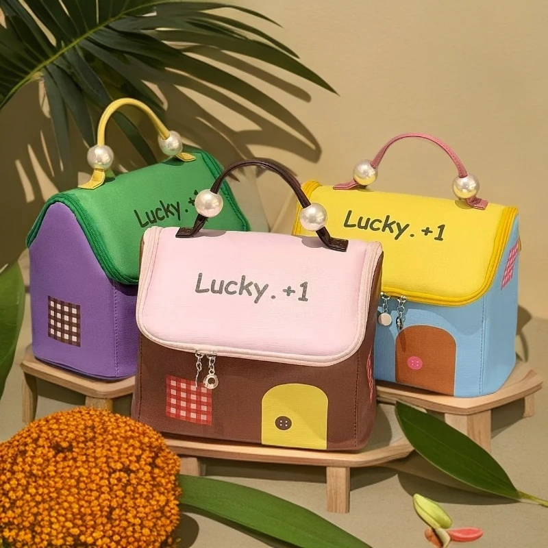 防水手提可爱房子化妆包女大容量化妆品收纳包外出分类收纳时尚