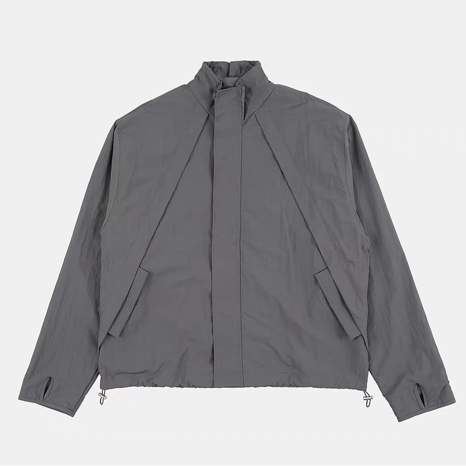 韩系简约立领夹克春季设计感宽松慵懒好穿外搭冲锋衣外套男10039