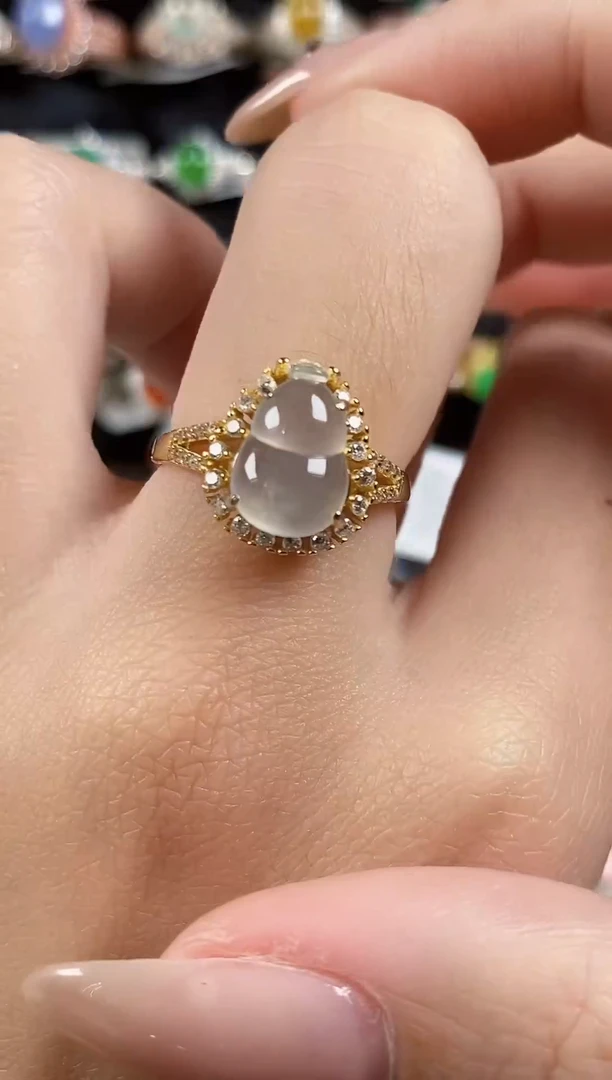 银S925镶嵌戒指翡翠 天然A货翡翠23