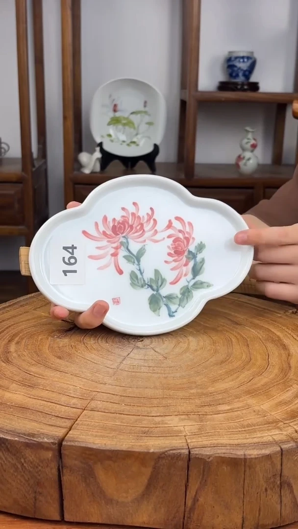 瓷片景德镇手绘高温（釉中彩）小壶承164