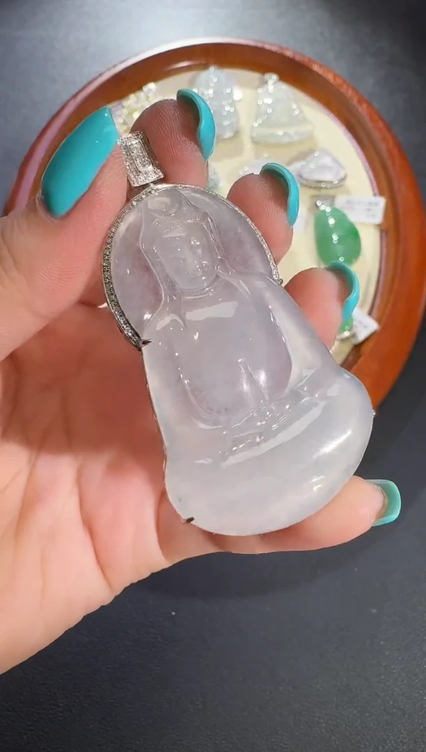 吊坠(不含链)18K金镶嵌翡翠【源头工厂】钻石镶嵌