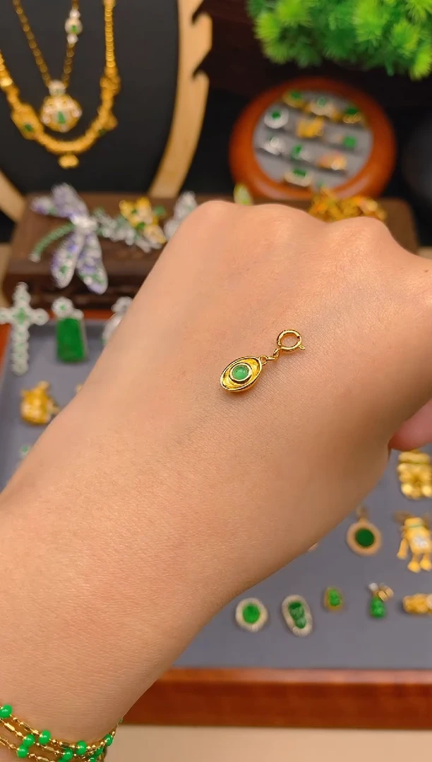 【闪购商品】翡翠吊坠(不含链)银S925镶嵌元宝万能扣