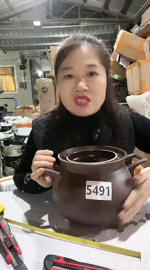 陶5491瑕疵紫砂大肚锅盖随机色