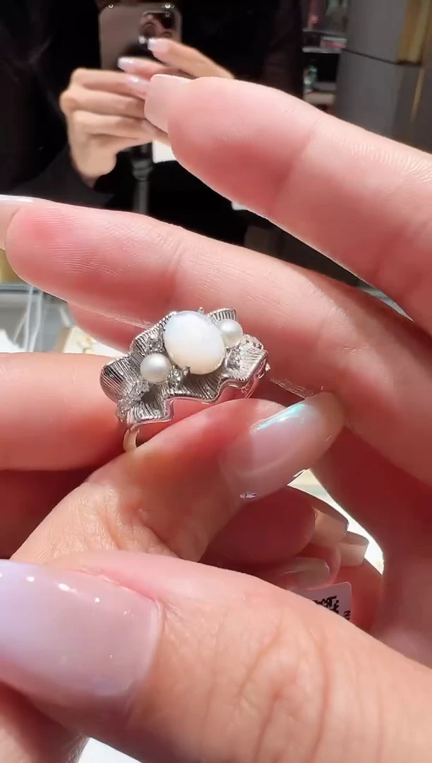 银S925镶嵌贝壳（贝母）戒指@@