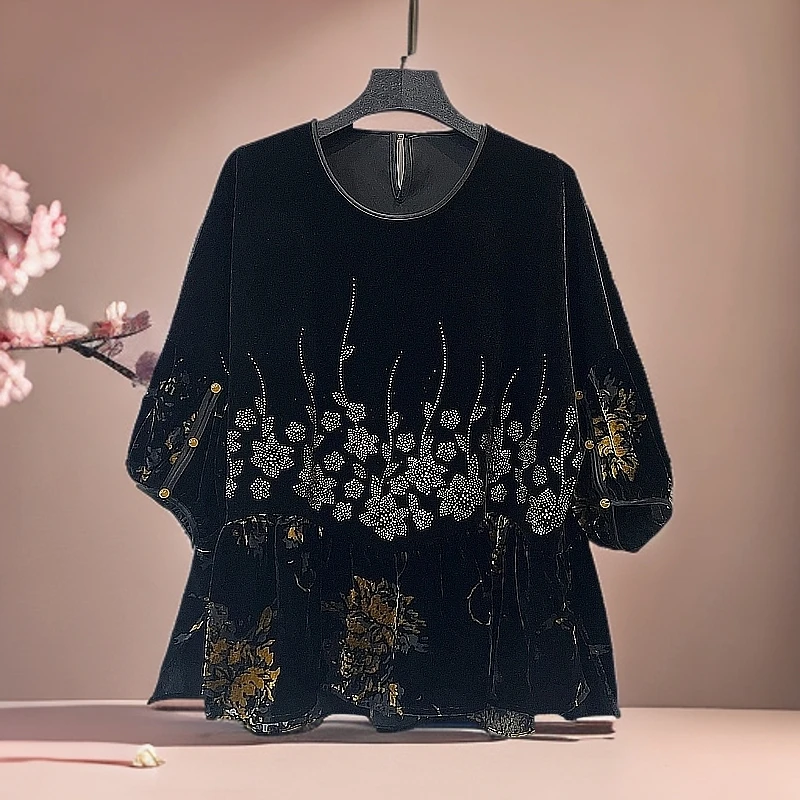 E889267设计师新款气质洋气高端轻奢提花中老年妈妈装上衣时尚