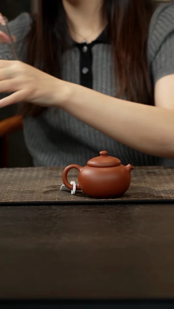 茶壶紫砂小红泥小团圆壶120cc