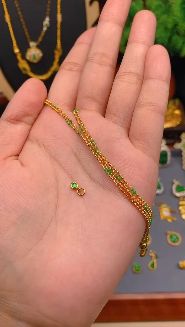 【闪购商品】翡翠项链银S925镶嵌金色可调节项链