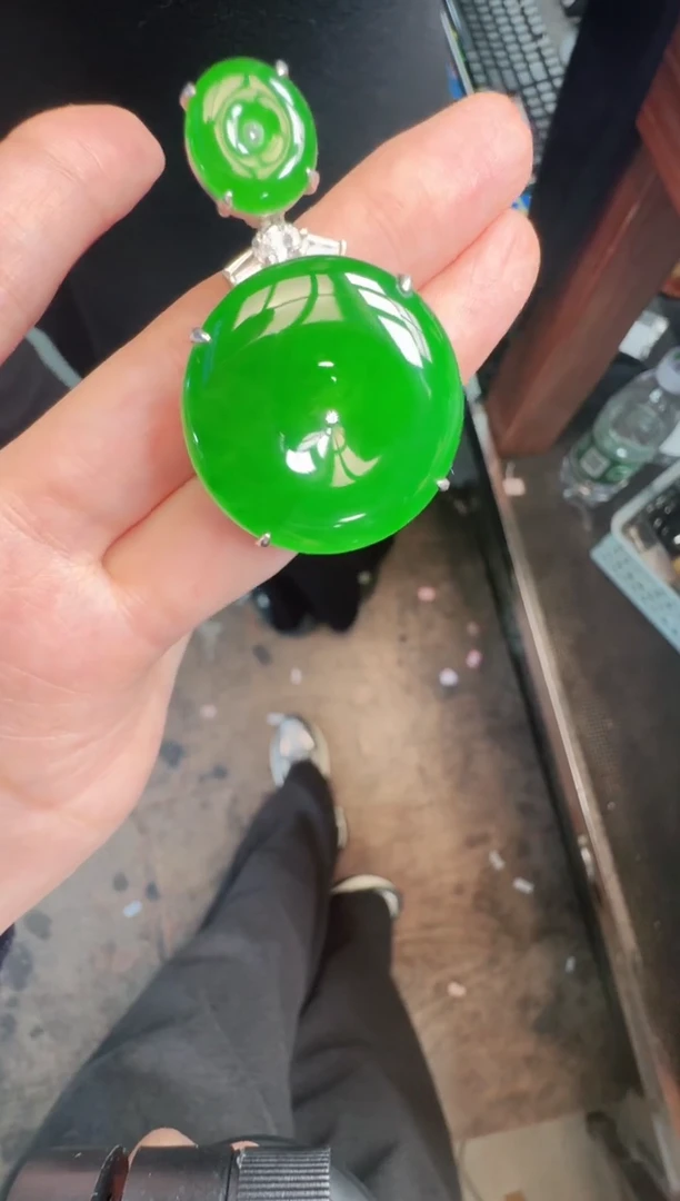 未镶嵌定制翡翠翡翠A货有轻微色差属于正常现象，平安扣1