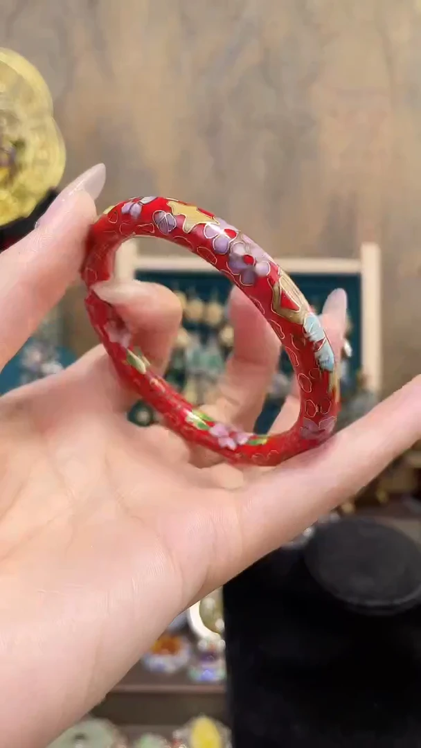 非遗景泰蓝细棍镯红色