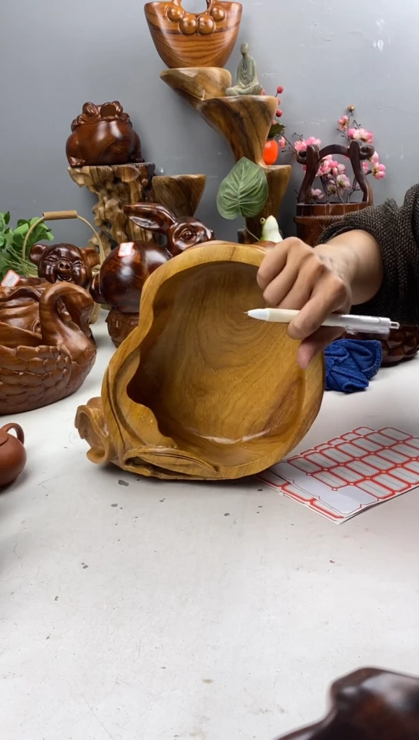 香樟木A63节节高升果盆/尺寸