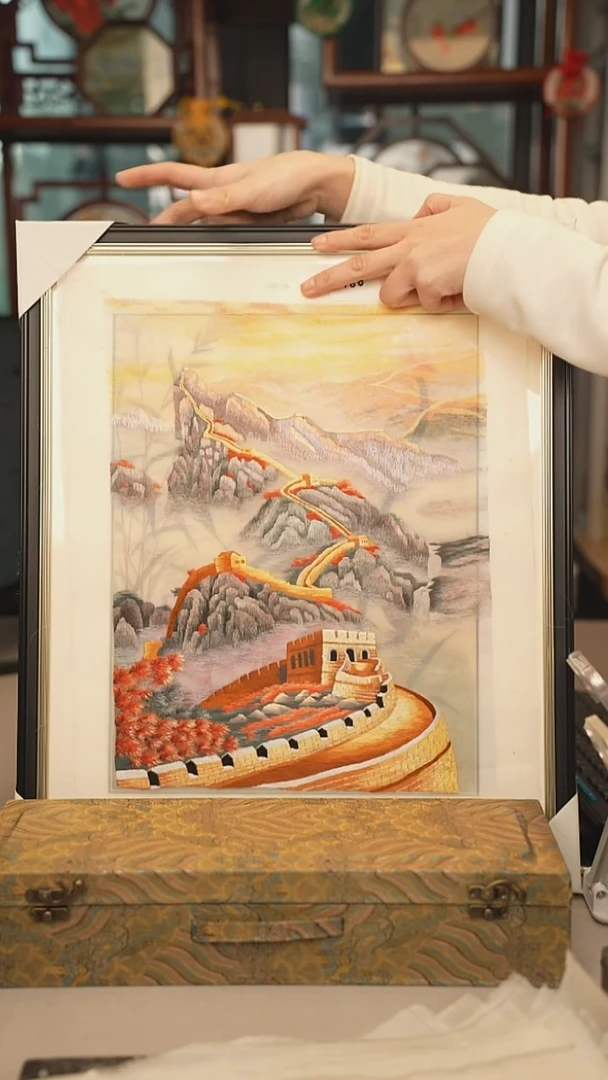 扇子苏绣绣片 30乘40