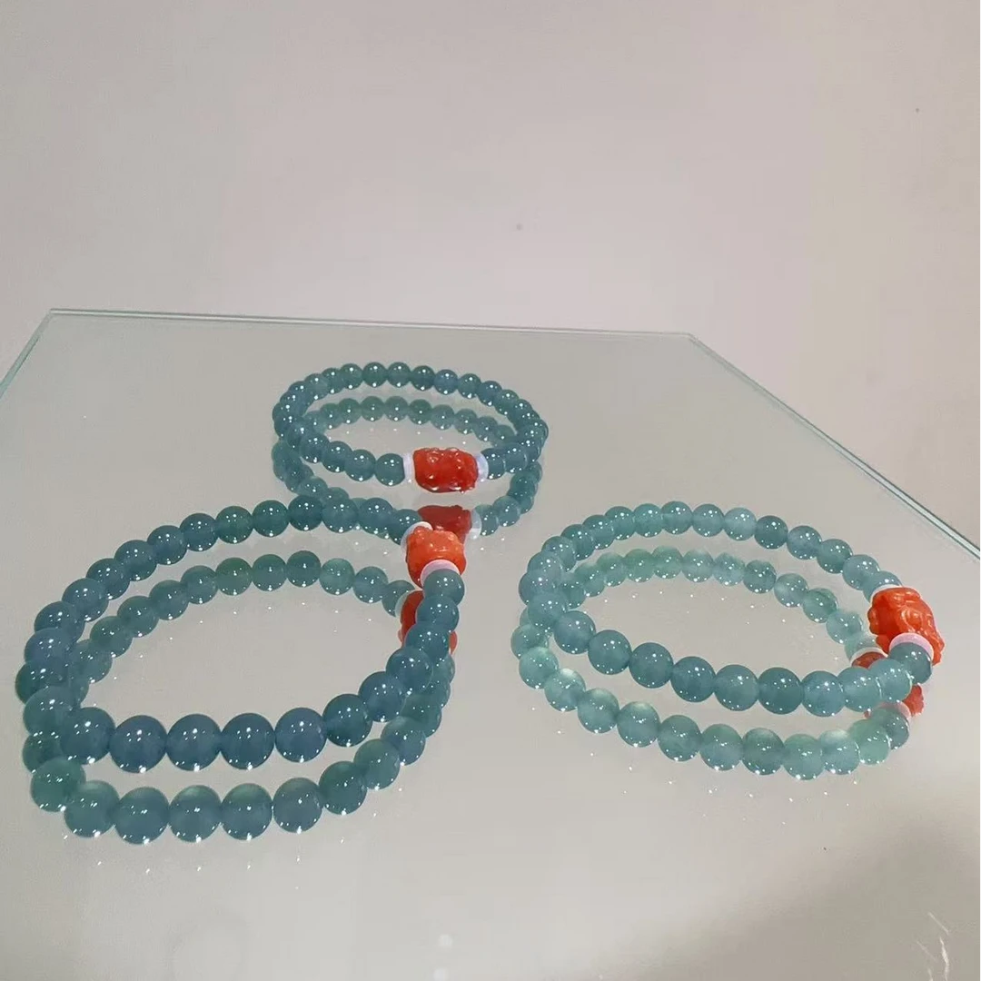 硕夏天然翡翠6-7mm设计款手链多样性发其一LG0085