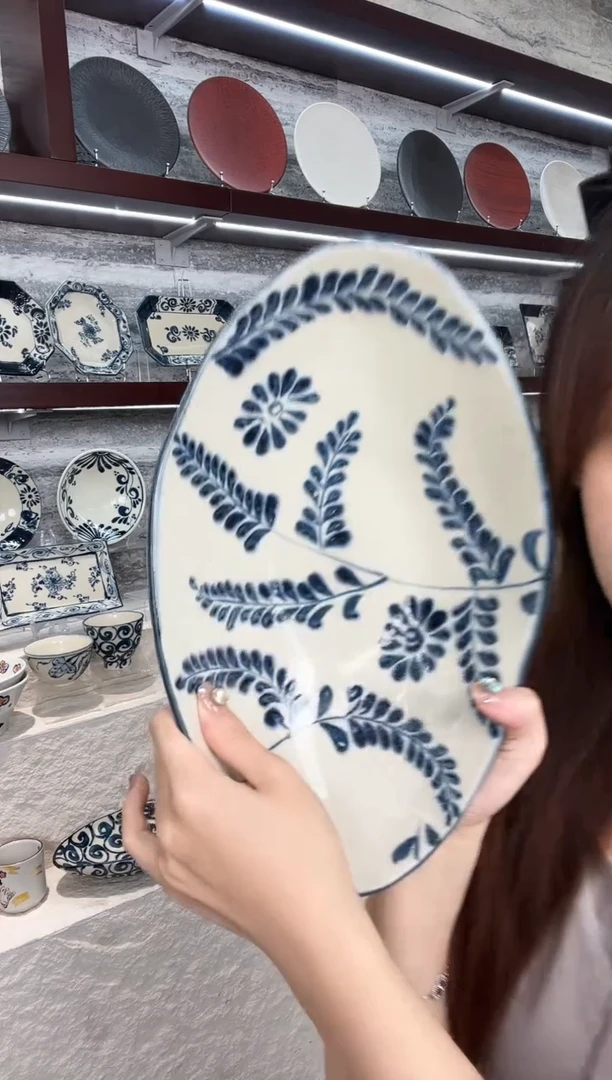 陶宗山窑船型大深钵31.8cm-草花