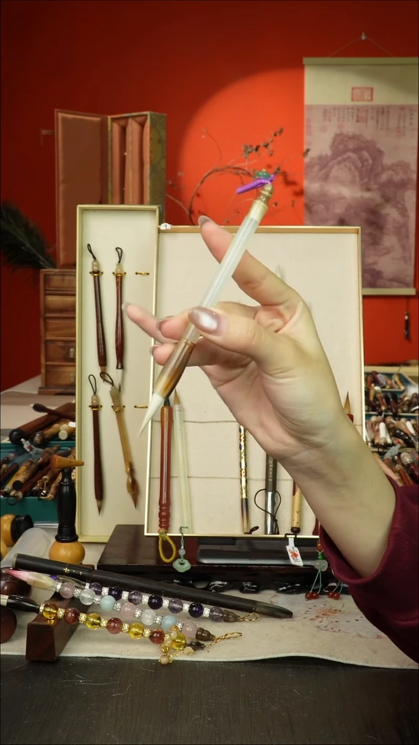 131号闪孤品高货毛笔链接 清水试笔 蘸墨不退