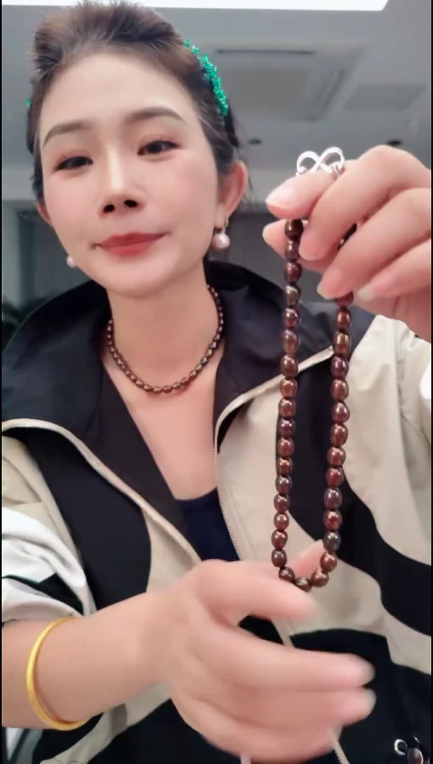 颈饰合金淡水珍珠2758巧克力项链
