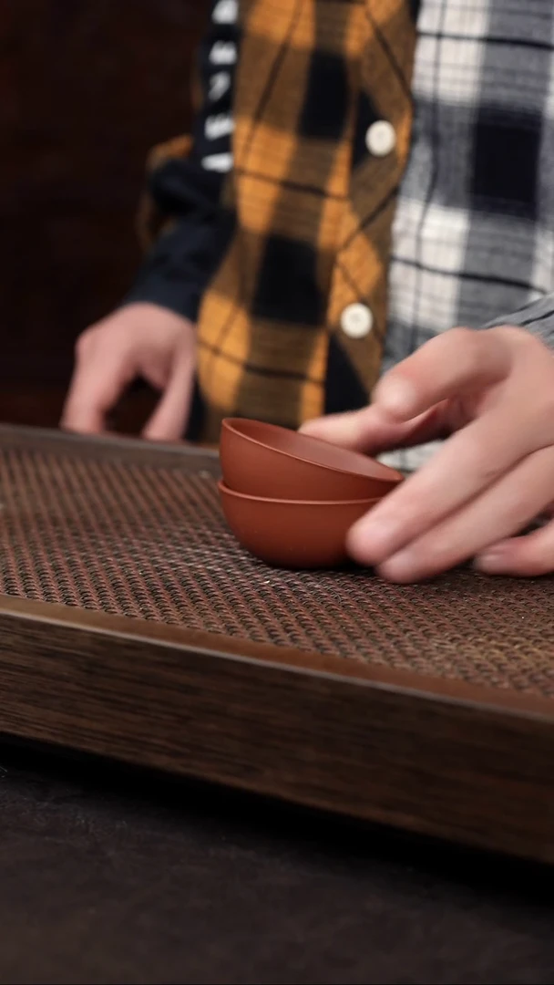 【闪购商品】紫砂茶杯老红泥圆杯*2