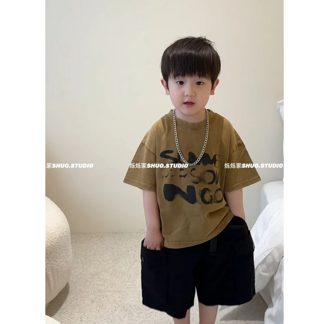 烁烁家夏季新款美式潮童T恤超帅潮痞帅风