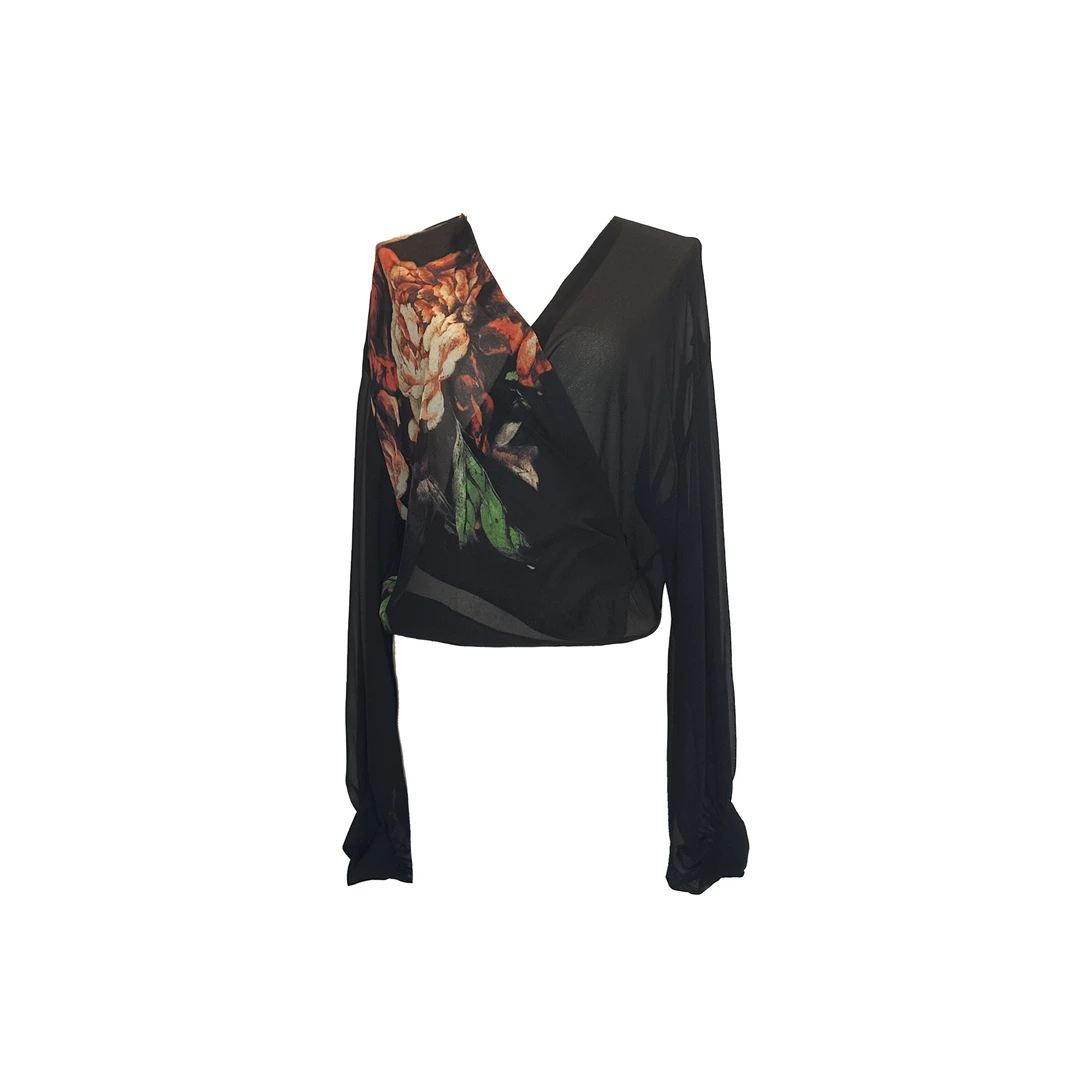 设计师时尚气质夏季高定设计交叉系带长袖气质百搭衬衫   X2107