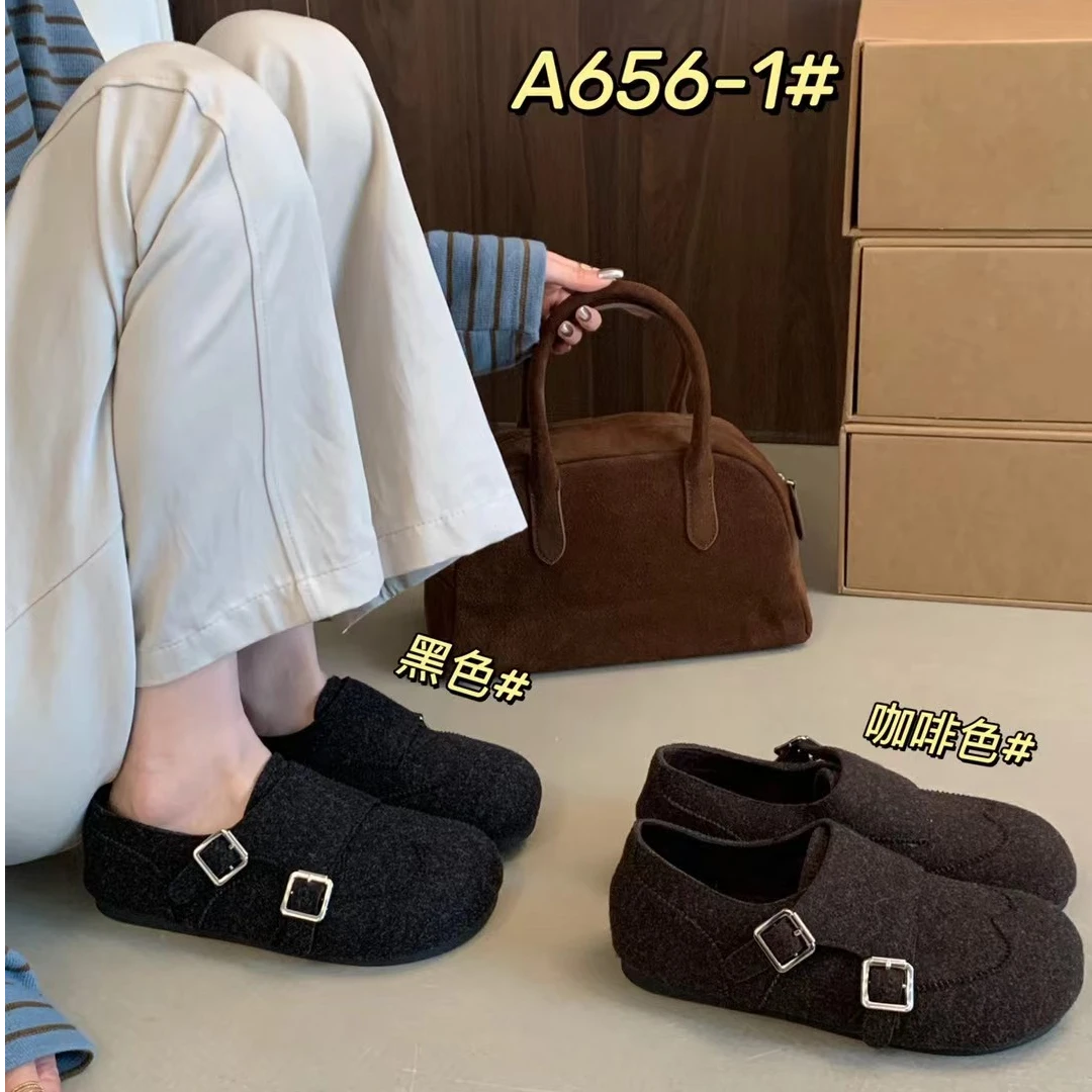 MMX-A656-1森系复古一脚蹬懒人鞋女厚底单鞋2025年秋冬软底勃肯鞋