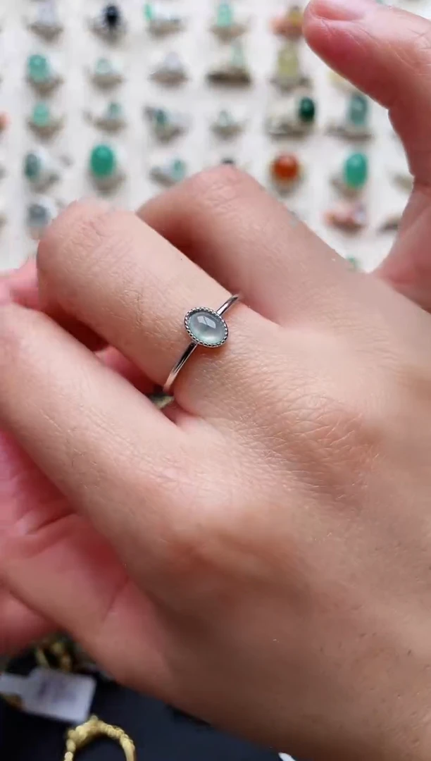 【闪购商品】翡翠戒指银S925镶嵌天然翡翠111  6+