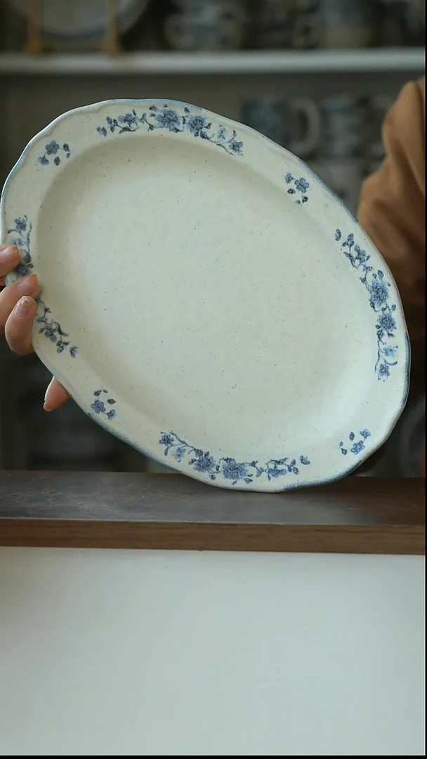 陶Hitable 青黛椭圆鱼盘27cm@4-2@