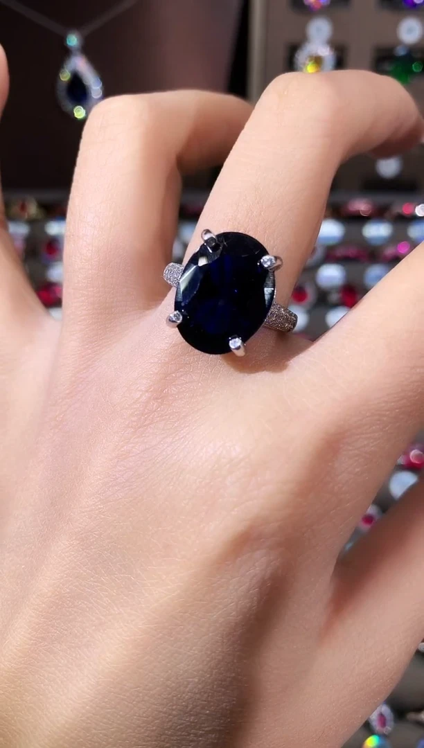 无925银皇家蓝色戒指