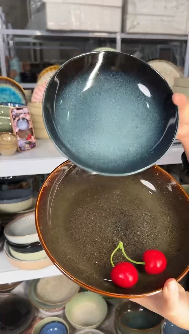 陶瓷外贸尾货瑕疵满20包邮X2深盘组合