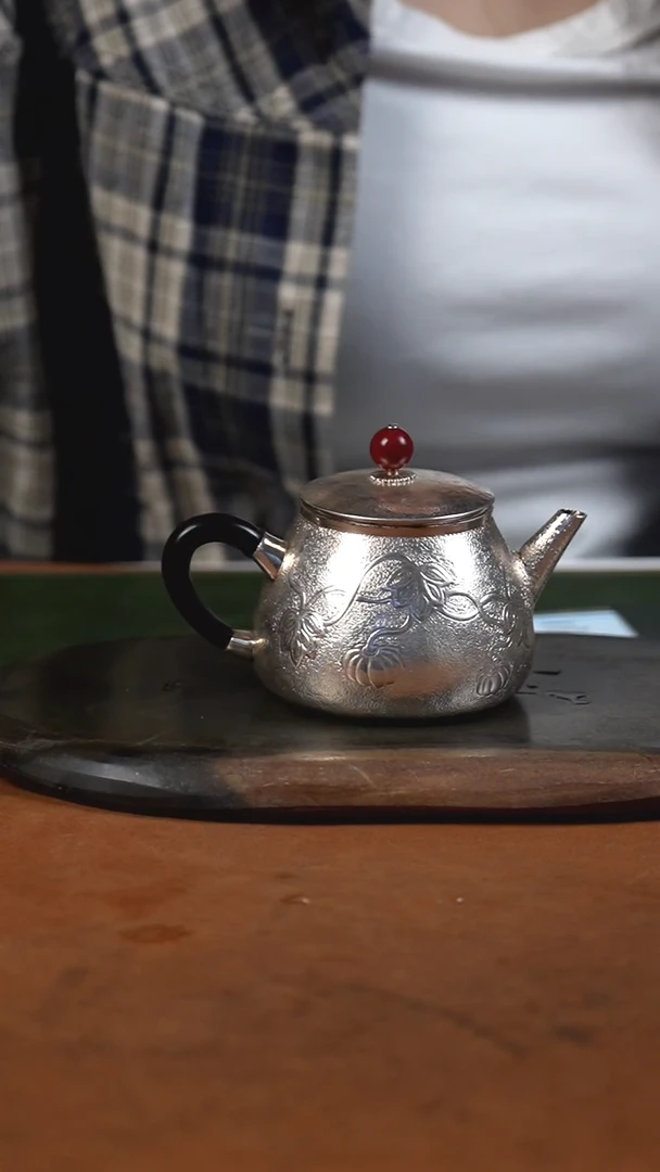 手工锤纹南瓜泡茶壶