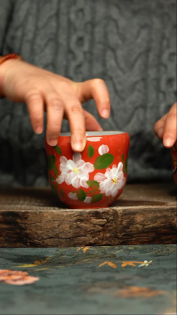 【闪购商品】杯釉下彩手工手绘同款陶器