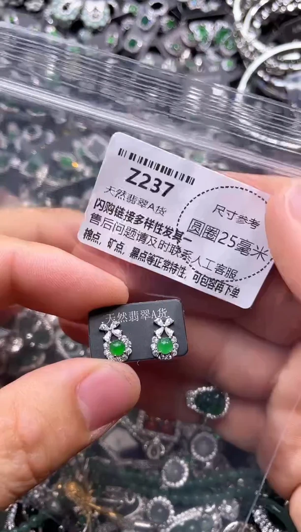 翡翠未镶嵌颈饰Z237耳钉