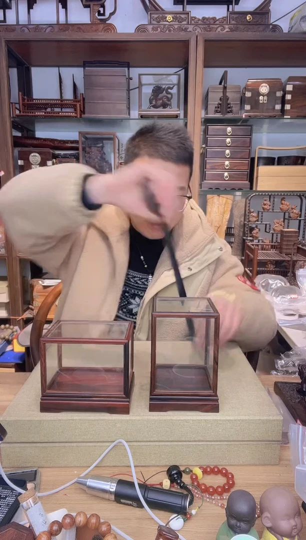 【闪购商品】乌木类书架157微凹实木横式+竖式玻璃罩