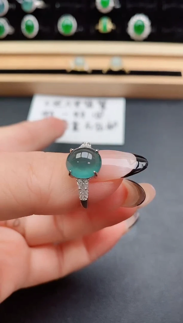 翡翠戒指银S925镶嵌508500