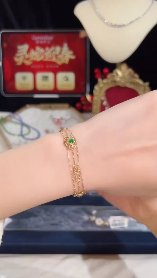 【闪购商品】祖母绿手链18K金镶嵌BB4701#-Y#87