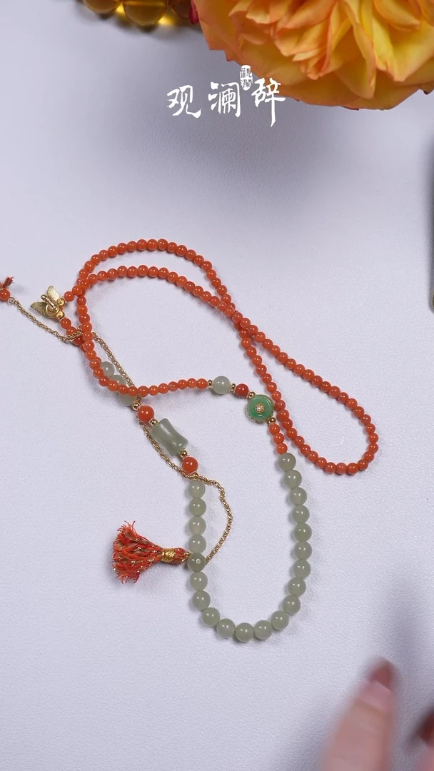 【闪购商品】和田玉南红银S925镶嵌项链