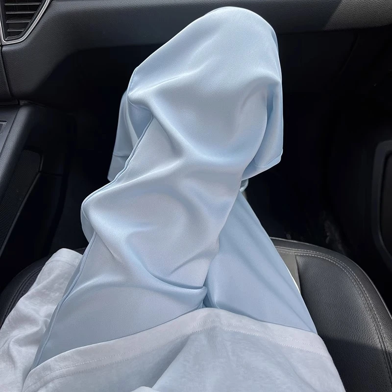 年春秋季薄款醋酸缎面阔腿裤垂感拖地长裤休闲冰丝休闲直筒裤